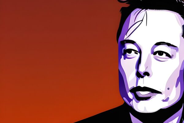 Beitragsbild XAis neue KI Grok-3. Die Illustration zeigt Elon Musk vor einem roten Hintergrund.